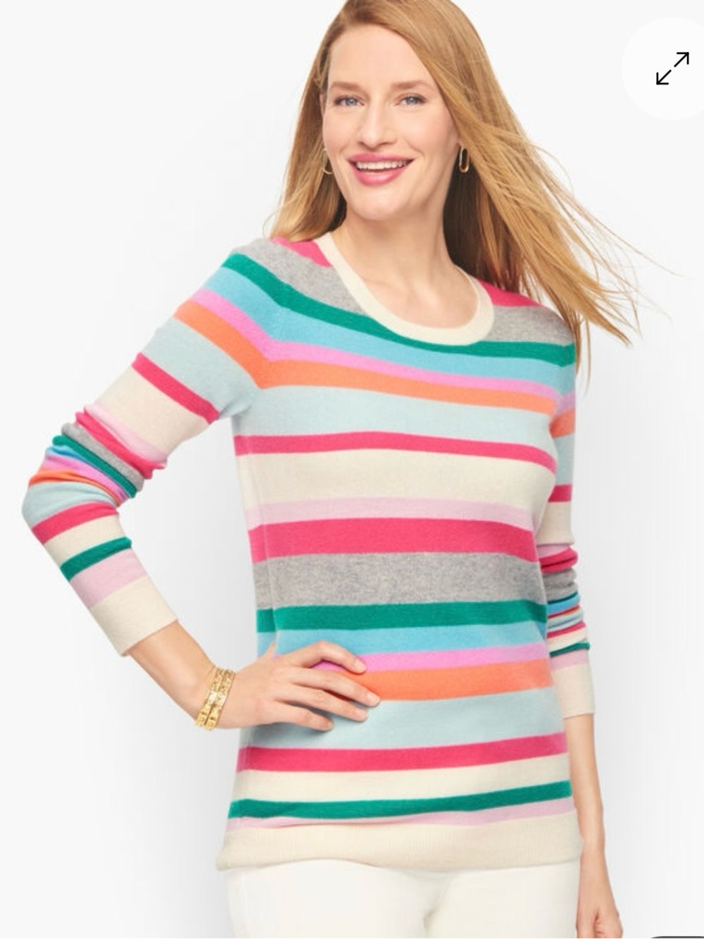 Talbots Cashmere Stripe Crewneck Sweater (Sp)